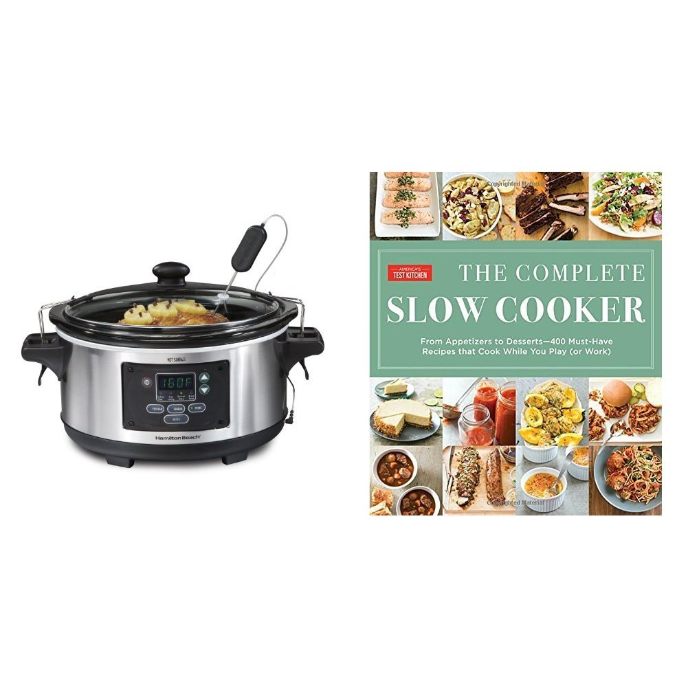 The Complete Slow Cooker: From Appetizers to Desserts & Hamilton Beach Set ’n Forget Programmable Slow Cooker With Temperature Probe, 6-Quart product image