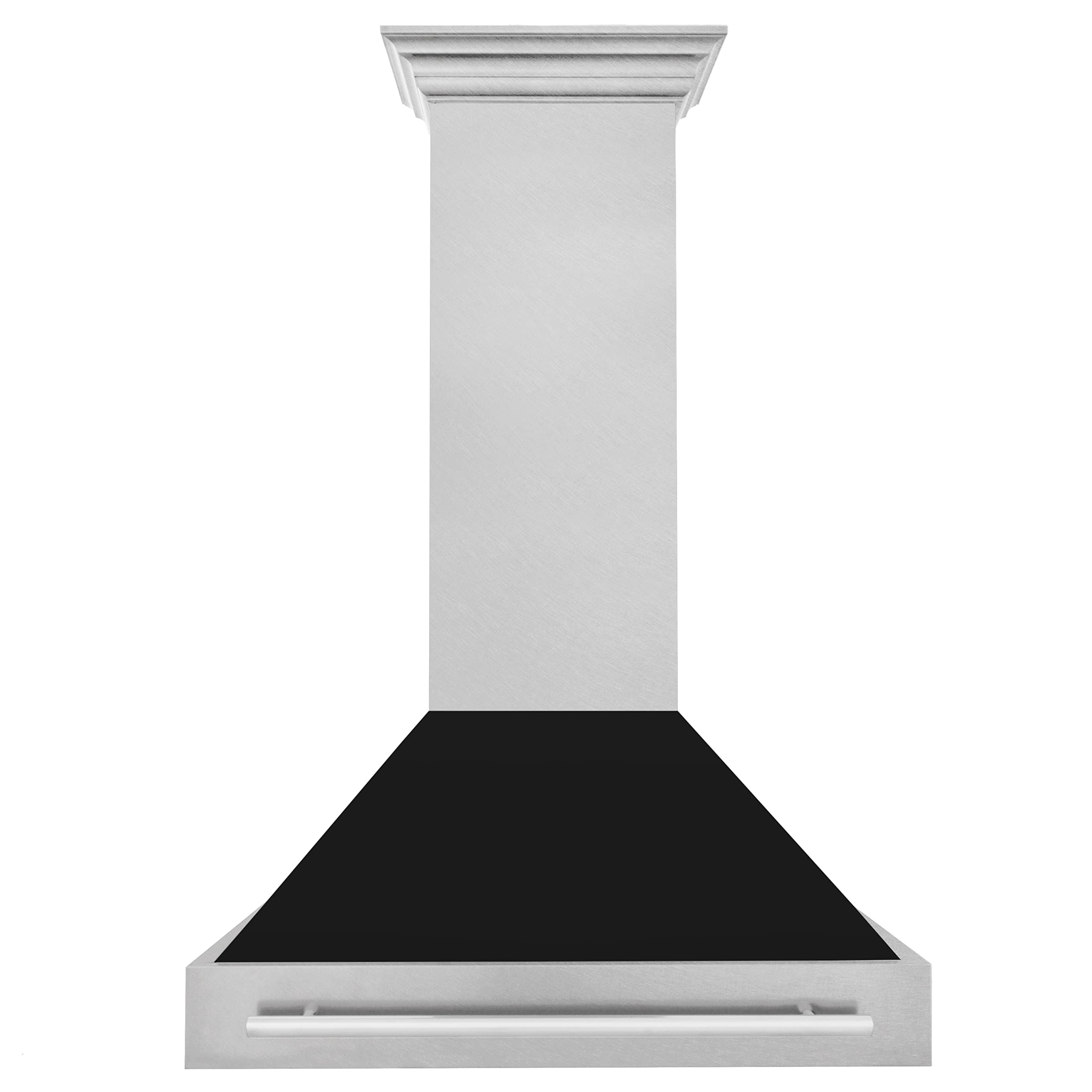 ZLINE 36 in. Satin Stainless Steel Wall Mount Range Hood with Black Matte Shell and Stainless Steel Handle 8654SNX-BLM-36 product image