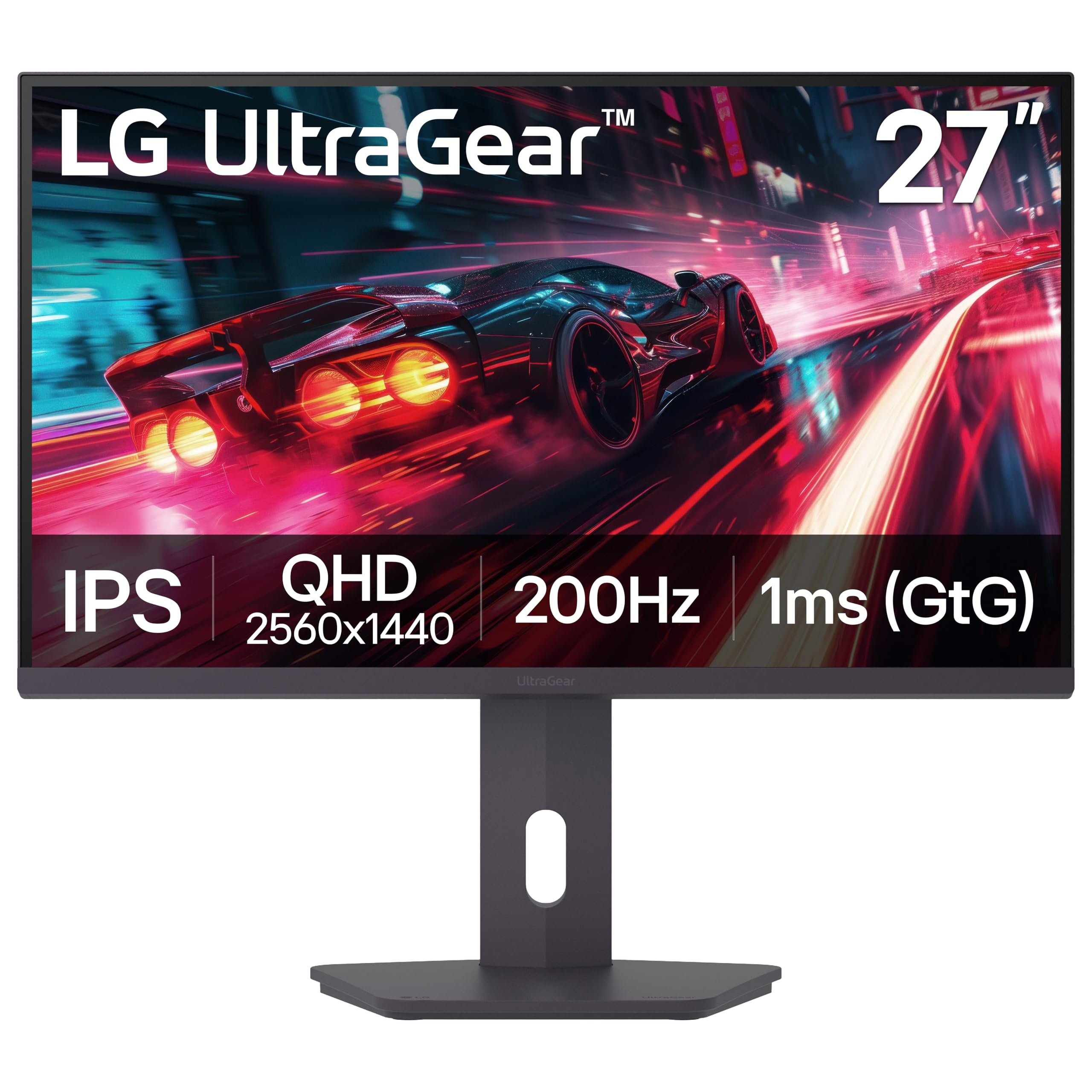 LG 27G610A-B 27-inch Ultragear QHD 2560 x 1440 IPS Gaming Monitor, 200Hz, 1ms, AMD FreeSync Premium, VESA DisplayHDR 400, HDMI, DisplayPort, Tilt/Height/Swivel/Pivot Stand, Black product image