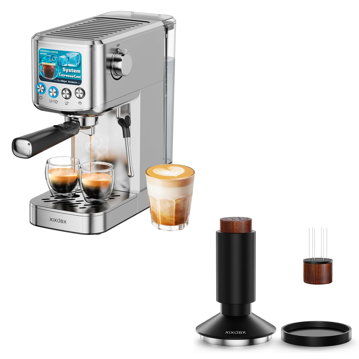 Espresso Machine 20 Bar, Professional Espresso Maker with Milk Frother Steam Wand & 51mm Espresso Tamper & Magnetic WDT Tool product image