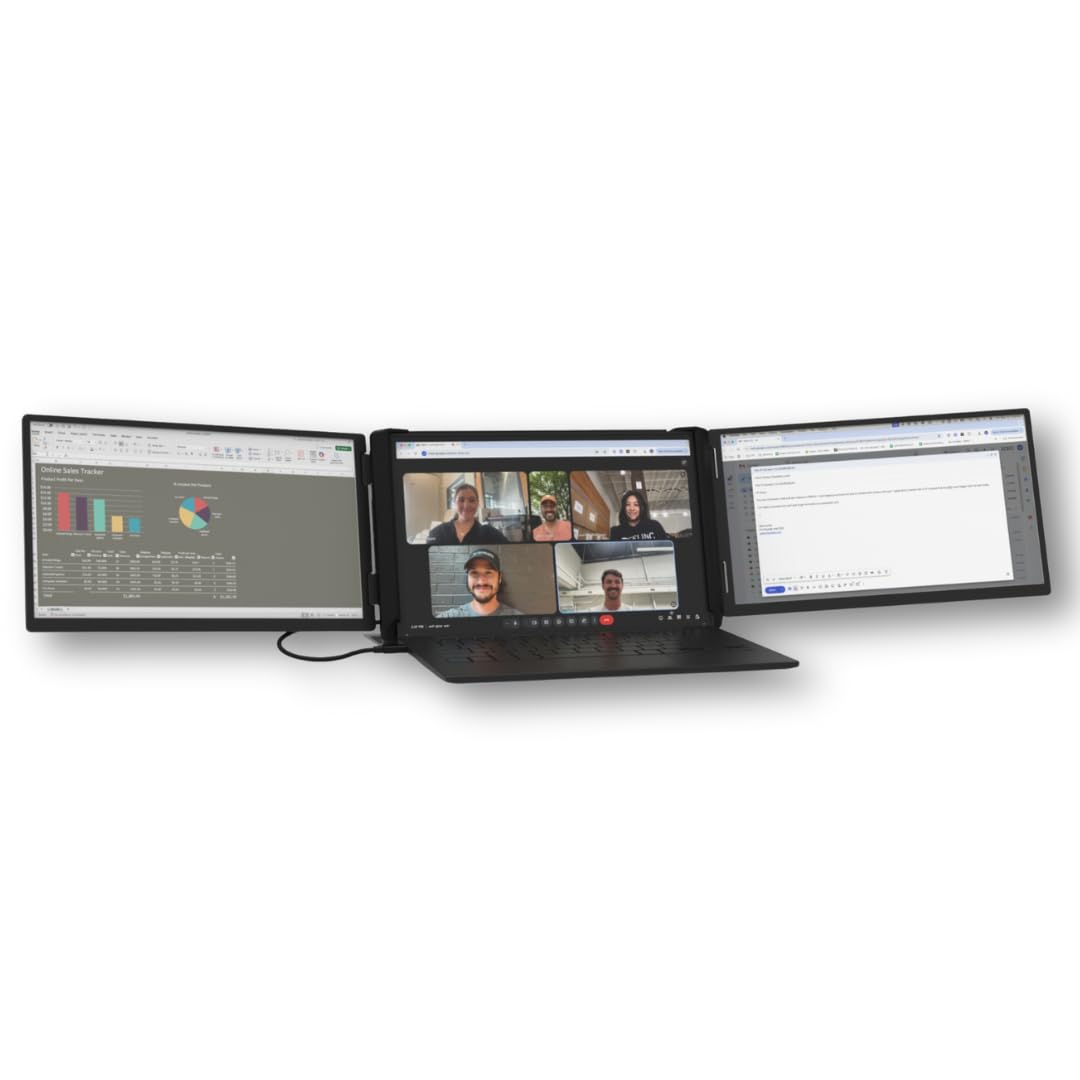 Xebec Tri-Screen 3 Laptop Screen Extender | Portable Monitor for Laptops 13″-18″ | Two 13.3 Inch Displays via One USB-C Cable | Plug and Play | Travel Case Included Tri-Screen 3 for PC product image