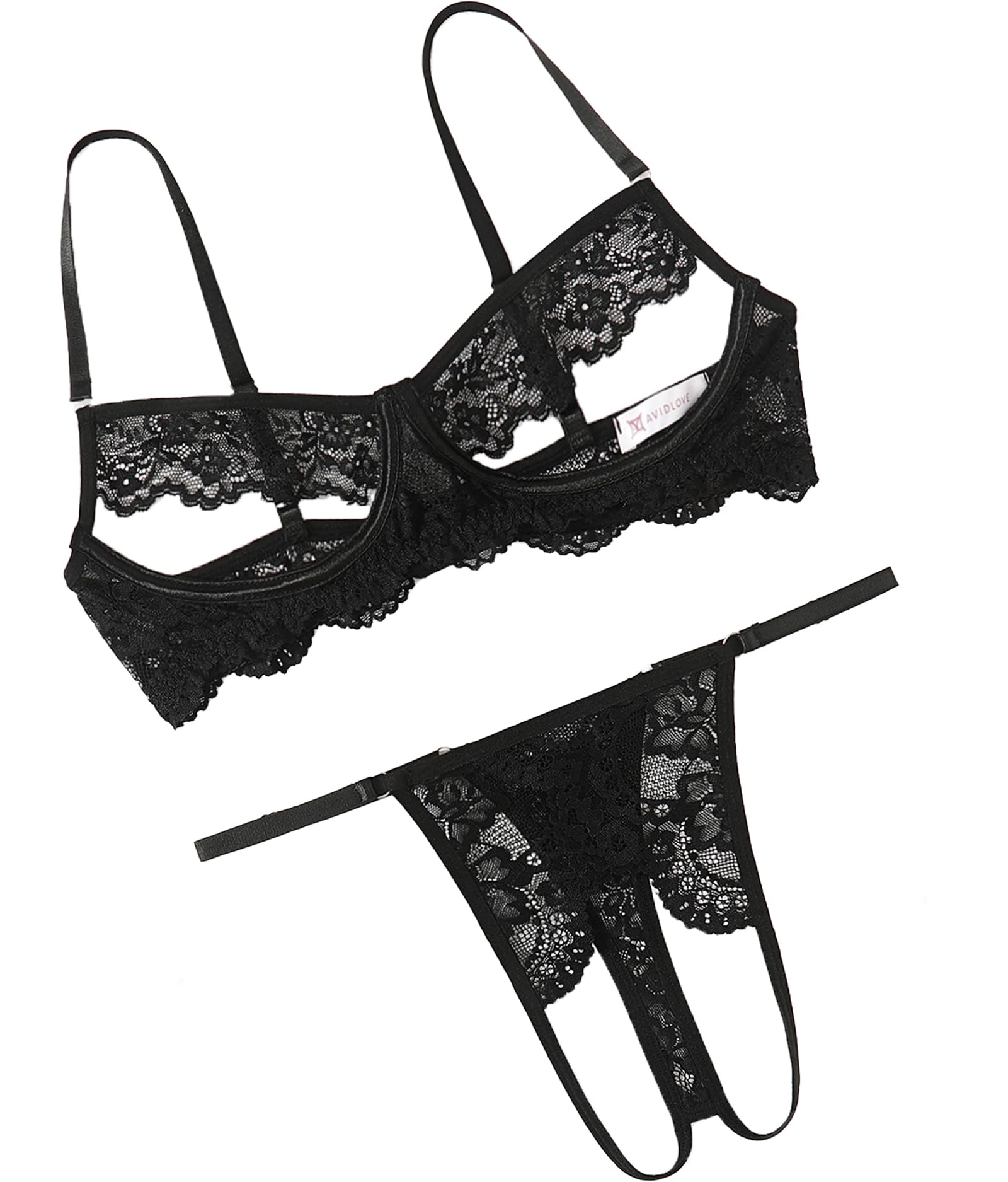 Avidlove Sexy Floral Lace Cutout Lingerie Set for Women Bra Panty 2 Piece Sheer Lingerie Set Outfits product image